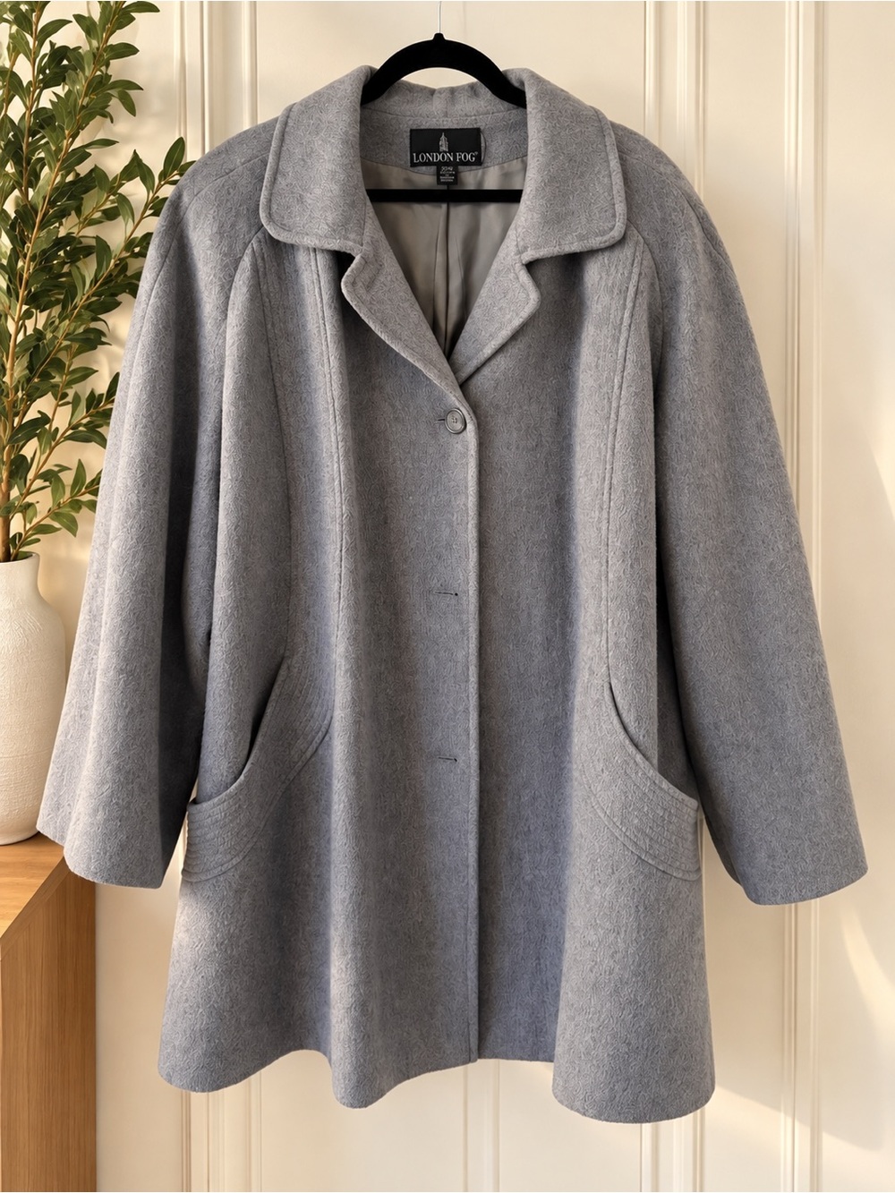 London Fog Gray Wool Blend Coat Women’s 20W Plus Size